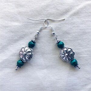 Malachite and Silver Handmade Earrings